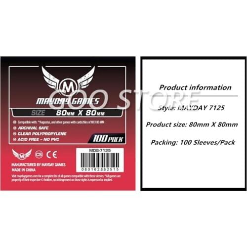 5 packs/lot MAYDAY Card Sleeve 7125 for 80*80mm cards protector clear pack case Board Game Sleeves