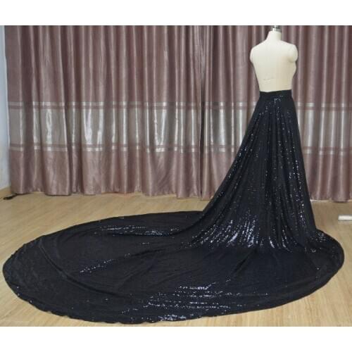 Black Sequins train skirt, detachable skirt train black dress, bride detachable train, black skirt, wedding dress custom size