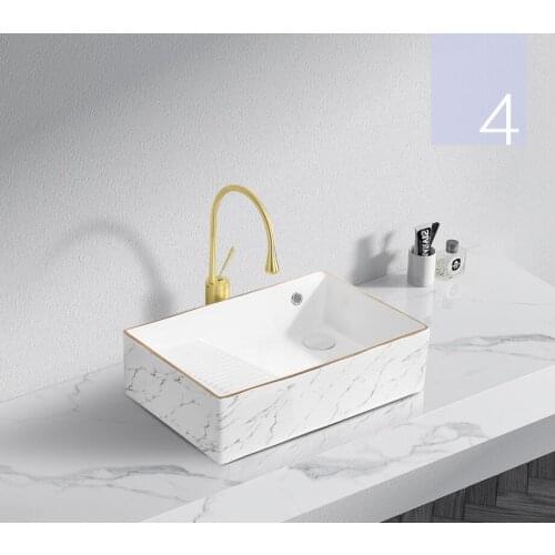 Side Drainer Above Counter Basin Balcony Vanity Sink Set Rectangular Bathroom Sink Cabinet White Wash Basin 211-4
