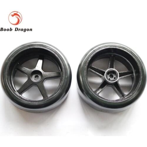 FVITEU Black Front Slick Tires Glued M1 63mm 1:6 Set of 2 tires fit FG 1/5 Monster Truck