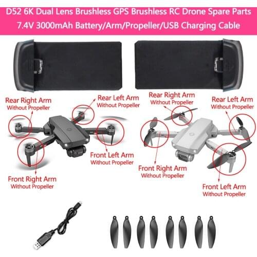 D52 GPS Brushless 6K ESC Camera RC Drone Spare Parts 7.4V 3000mAh Battery/Arm With Motor/Propeller/USB Cable For D52 Quadcopter