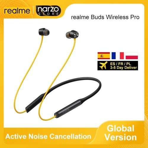 Global Version Realme Buds Wireless Pro ANC ENC Active Noise Cancellation Sports Headset 22hrs Playback Bluetooth 5.0 Earphone