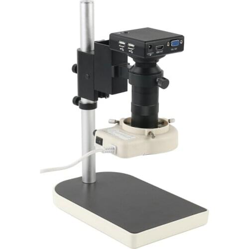 HDMI VGA Industrial Microscope Camera Built-in Measurement Software +130X C-mount Lens+56 LED Light For Phone Repair