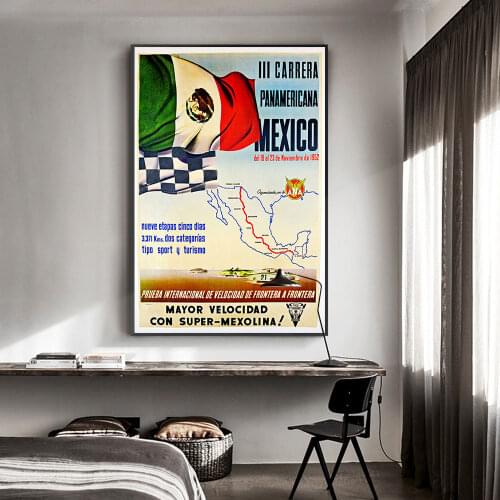 III Carrera Panamericana Mexico Poster Painting Canvas Print Nordic Home Decor Wall Art Picture For Living Room Frameless