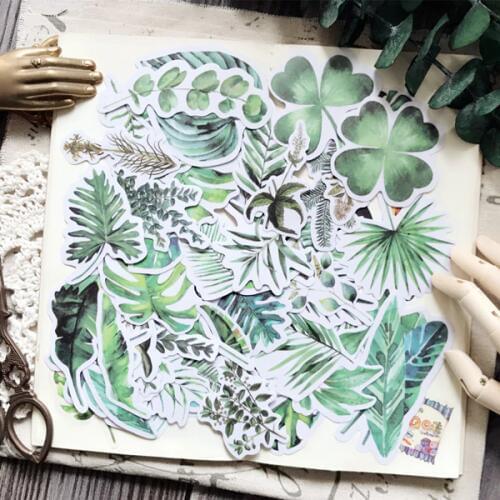 KLJUYP 56pcs Fern Plants Colorful Vellum Paper Die Cuts for Scrapbooking Happy Planner/Card Making/Journaling Project