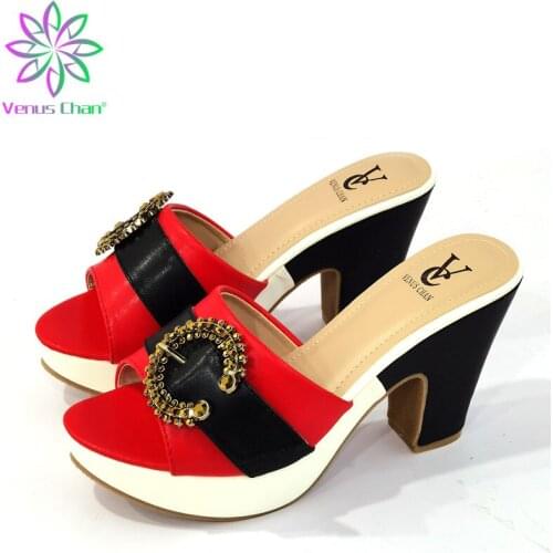 Red Color High Qulity African Women Shoes for Party Leisure Style Nigerian Ladies Shoes with Shinnig Crystal for Party