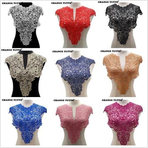 Lace Collar Neckline Polyester Embroidery Corsage 3D Hollow False Collar Net Lace Fabric White Lace Fabric Applique Trim