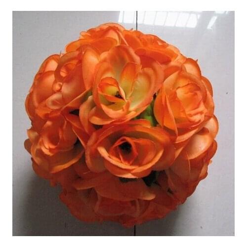Hot sales! Wedding kissing flower ball decoration,celebration decorati,20cm orange plastic center with green leaves kissing ball