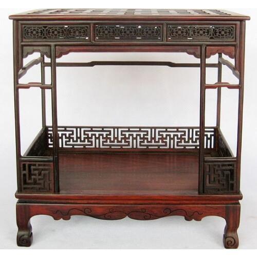 Solid wood furniture of Ming and Qing Dynasties imitation mahogany crafts miniature Home Furnishing Suanzhimu shelf bed ornament