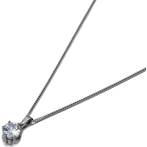 Fashion Titanium Stainless Steel Wedding Charm Choker Necklaces Rose Gold CZ Crystal Pendant Necklace For Women N20010