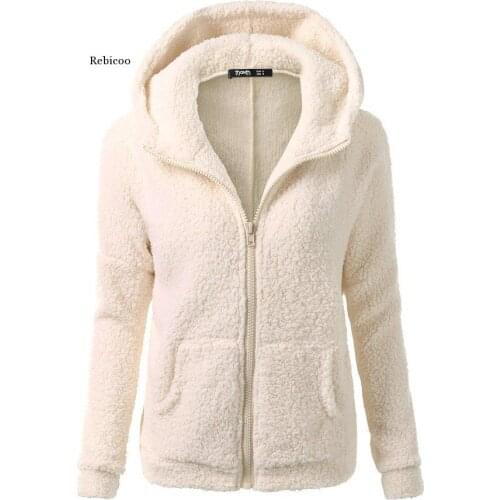 Fashion Zipper Cardigan Women Winter Sherpa Fleece Sweater Oversized 5Xl Hooded Sweaters Winter Coat Tops Pull Femme Hiver