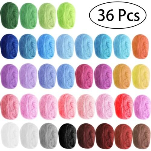 ULTNICE 36 Colors Wool Roving Fibre Wool Yarn Roving For Needle Felting Hand Spinning DIY