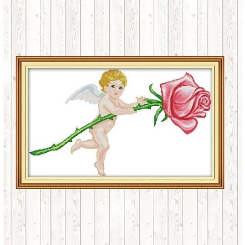 The Little Angel Cross Stitch Embroidery Kit 14CT 11CT Counted and Stamped DIY Needlework Crafts DMC Cotton Thread Printed Canva