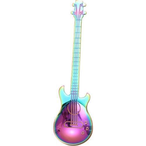 New Creative Guitar Shaped Coffee Tea Spoon Mix Color Stainless Steel Coffee Tea Spoon Funny Dessert Cake Cool Drink Spoon