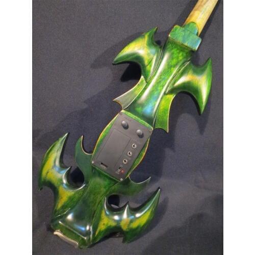 Brand New Green Color Solid Wood Top Streamline Model 4/4 Electric Violin Bow Case Rosin String Instrument