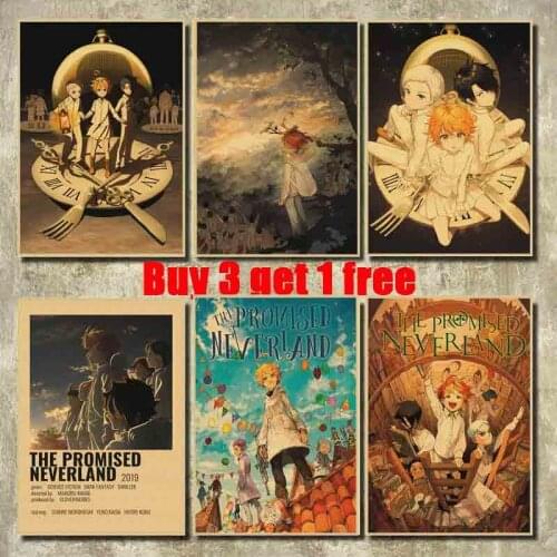 The Promised Neverland Kraft Paper Posters Anime Prints Picture Retro Wall Sticker Living Room Home Bar Cafe Decor