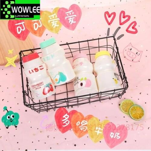 480ml Plastic Water Bottle Tour Drinking Bottle Yakult Shape Cute Kawaii Milk Carton Shaker Bottle for Kids/Girl/Adult Glass