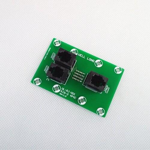 RJ9 4P4C Right Angle Jack 3-Way Buss Breakout Board, Terminal Block, Connector