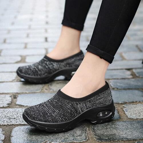 Air Cushion Sport Shoes Women Platform Shoes Breathable Slip On Loafers Height Increasing Sneakers Ballet Flats Athletic Shoes