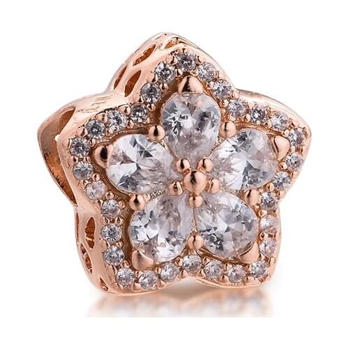 Sparkling Snowflake Pave Charms 925 Sterling Silver Crystal CZ Beads for Jewelry Making Fits Pandora Bracelet Kralen Wholesale