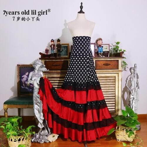 Traditional Spanish Flamenco Dance Dress For Girls Classic Flamengo Gypsy Style Skirt Bullfight Festival Ballroom DTT28