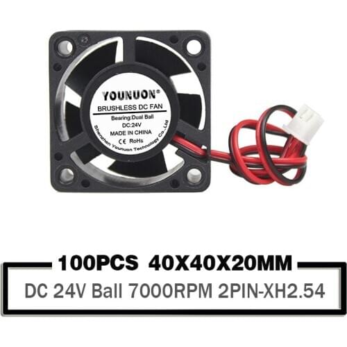 100 Pieces YOUNUON 3D printer fan 40mm 4020 24V Double ball sleeve Cooling fans 40x40x20mm for 3D printer cooler