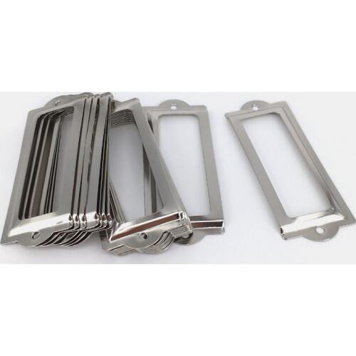 Vintage Silver Metal label holders for drawers - antique drawer pull Name card tag holder 83*33 mm