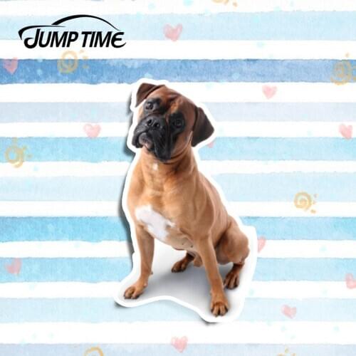 Jump Time 13cm x 10.7cm Boxer Dog Animal 3D Car Stickers Car Styling Vinyl Funny Decal Laptop Personality Waterproof Accessories