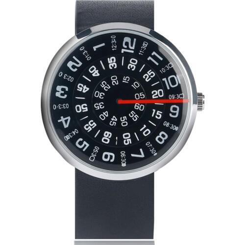 PAIDU Unique Ladies Quartz Turntable Dial Women Men Wrist Watch Leather Band Modern Simple Casual Sport Student Fashion Cool