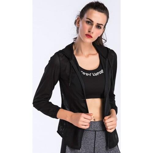 Polyester Long Sleeve Hooded Women Shirts High Quality Gym Hoodies