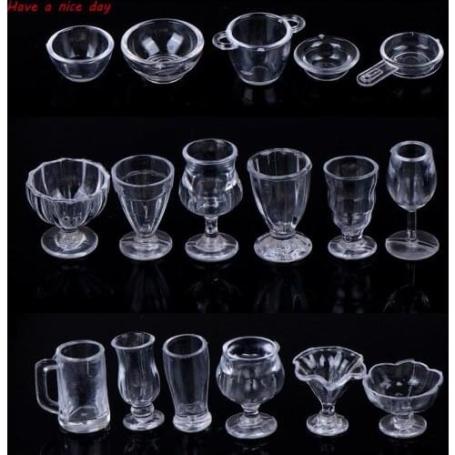 17pcs/lot plate cup dish bowl tableware set Dollhouse Miniature Toy Doll Food Kitchen living room Accessories Mini Toys