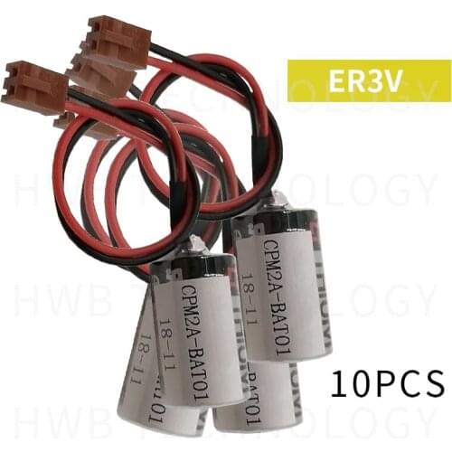10pcs 100% Original NEW Batteries ER3V JZSP-BA01 For OMRON CPM2A-BAT01 3.6V 1A PLC Battery With Plug Free Shipping