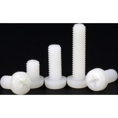 10pcs M8 Round head Cross Plastic Nylon screw Pan heads Phillips Mechanical screws 10mm-60mm Length