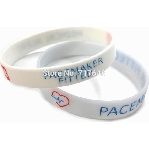 100pcs PACEMAKER FITTED MEDICAL AWARENESS ALERT wristband silicone bracelets free shipping by epacket A