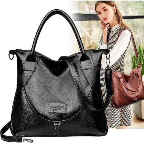 2020 Vintage Women Leather Handbags Large Capacity Tote Bag Casual Sac A Main Female Soft Leather Shoulder Bags Messenger Bag