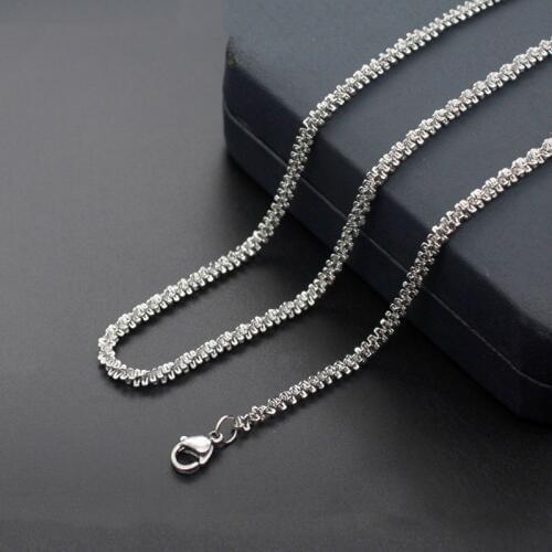 3.4mm Mens Silver color Popcorn Chain Necklace Male Stainless Steel Necklace Byzantine Chains for Men Jewelry