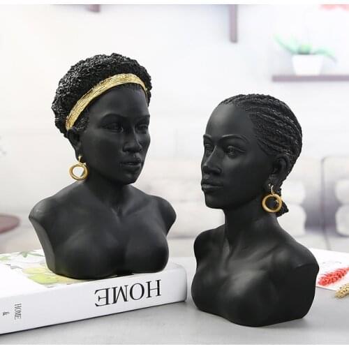 African Character Avatar Resin Accessories Earrings Necklace Jewelry Display Stand Home Livingroom Desktop Figurines Decoration