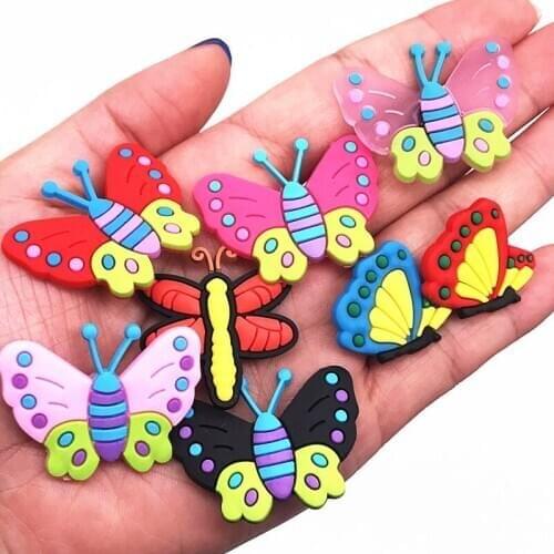 Free Shipping 1PCS Animals Butterfly Shoe Accessories PVC Shoe Charms Fit Wristbands Backpack Bags Buckle X-MAS Gift
