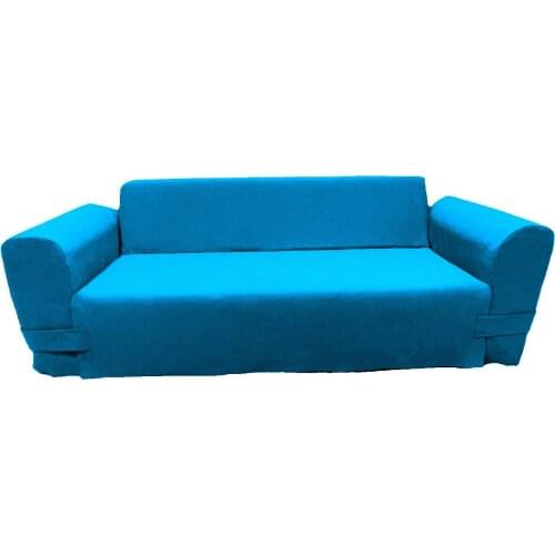 Turquoise Cotton Elastic Flexible Triple Seat Cover