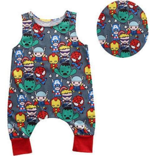 Newborn Baby Boy Girls Cotton Sleeveless Character Bodysuit Jumpsuit Infant Toddler Playsuit Summer Clothes Outfits Sunset 0-24M