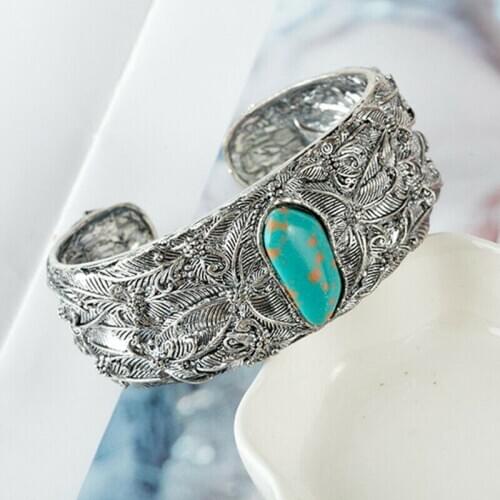 Popular Women Bracelet Boho Jewlery Tibetan Open Cuff Wide Bangle Retro