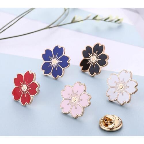 Beautiful Cherry Blossoms Flower Brooch Pins Button Pins Denim Jacket Pin Badge For Bags Japanese Style Jewelry Gift For Girls