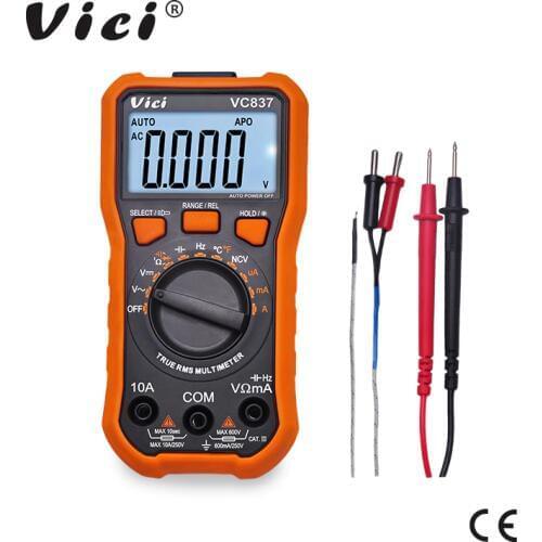 Vici VC837 Digital Multimeter DMM True RMS 3 5/6 Auto Range Capacitance Resistance NCV Frequency Duty Cycle Data Hold Function