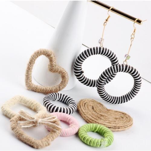 DIY accessories simple linen love square color line round earrings earrings pendant earrings materials