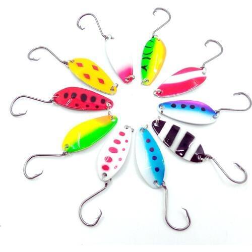 HiUmi 1pc 4cm 6g colorful trout lure fishing spoon bait single hook metal fishing lure fishing tackle swimbait Random Color