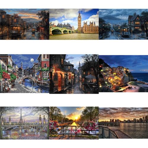 City Landscape Painting For Adults HandPainted On Oil Picture Drawing Coloring Canvas Prints For Living Room Decor Unframed