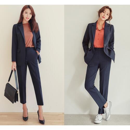 2 piece set women Spring and Autumn Fashion temperament loose British style office ladies business OL professional suit