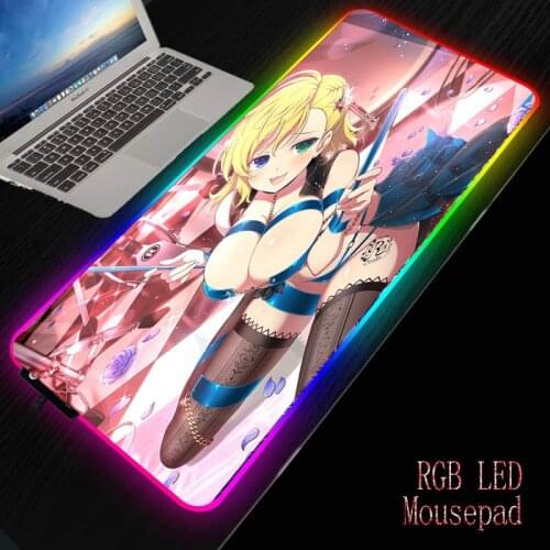 XGZ Big Breasts Sexy Anime RGB Mouse Pad Gamer Big Mouse Mat Computer Mousepad Led Backlight Surface Mause Pad Keyboard Desk Mat