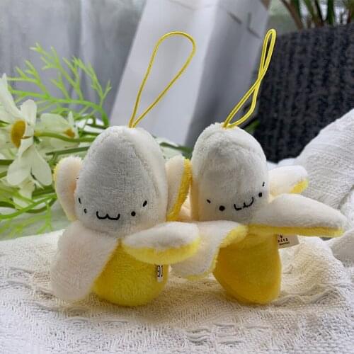 Creative Cute Banana Plush Toy Keychain Children Backpack Fruit Accessories Girl Phone Lanyard Toys Soft Dolls Keyring Gift