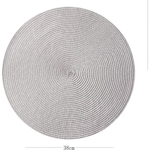 Round Woven Placemats PP Waterproof Dining Table Mat Non-Slip Napkin Bowl Pads Drink Cup Coasters Kitchen Decoration